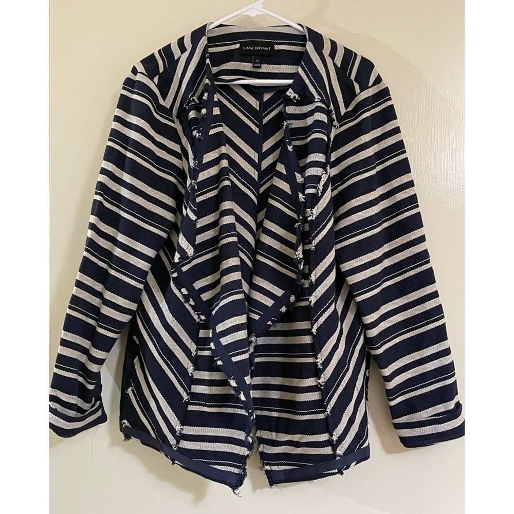 Navy and cream striped blazer lane Bryant